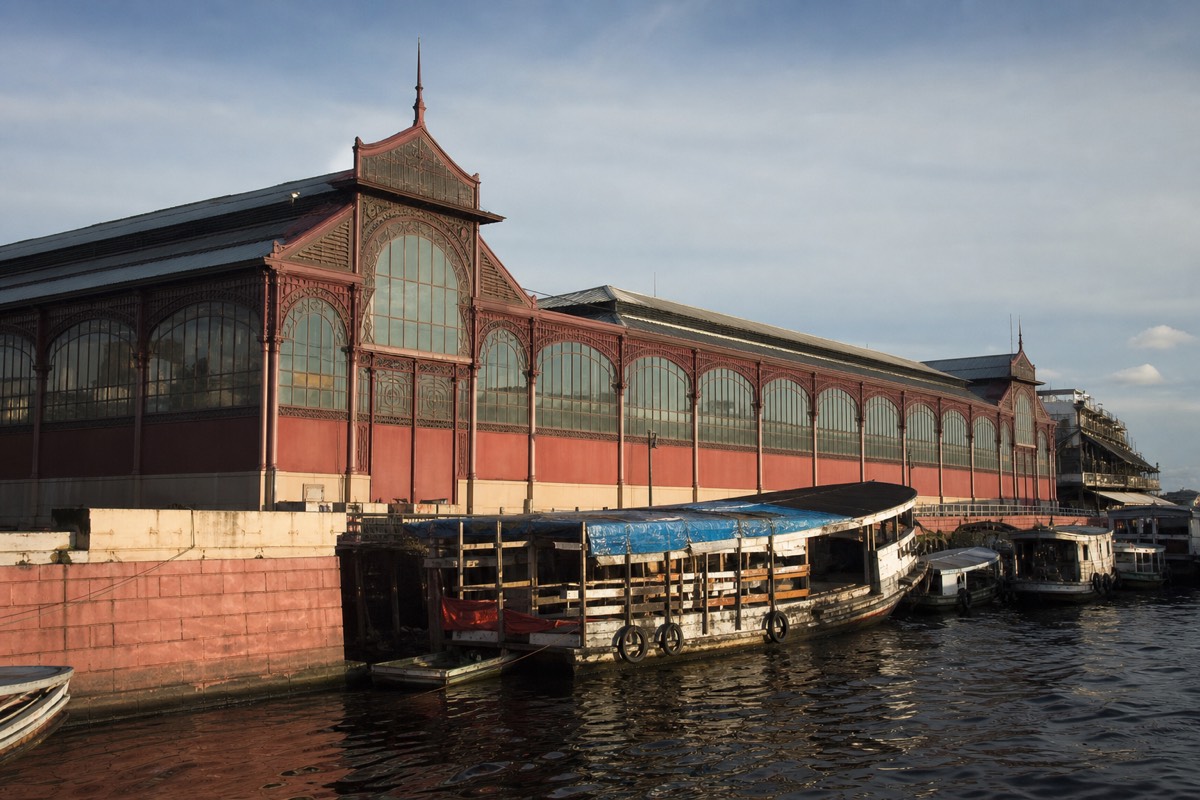 A riverside market building on the Manaus waterfront